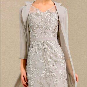 Mother of the bride/groom lace overlay sheath dress w/chiffon 3/4 length jacket